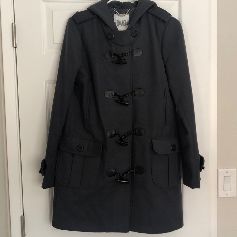 New! Grey Hooded Coat